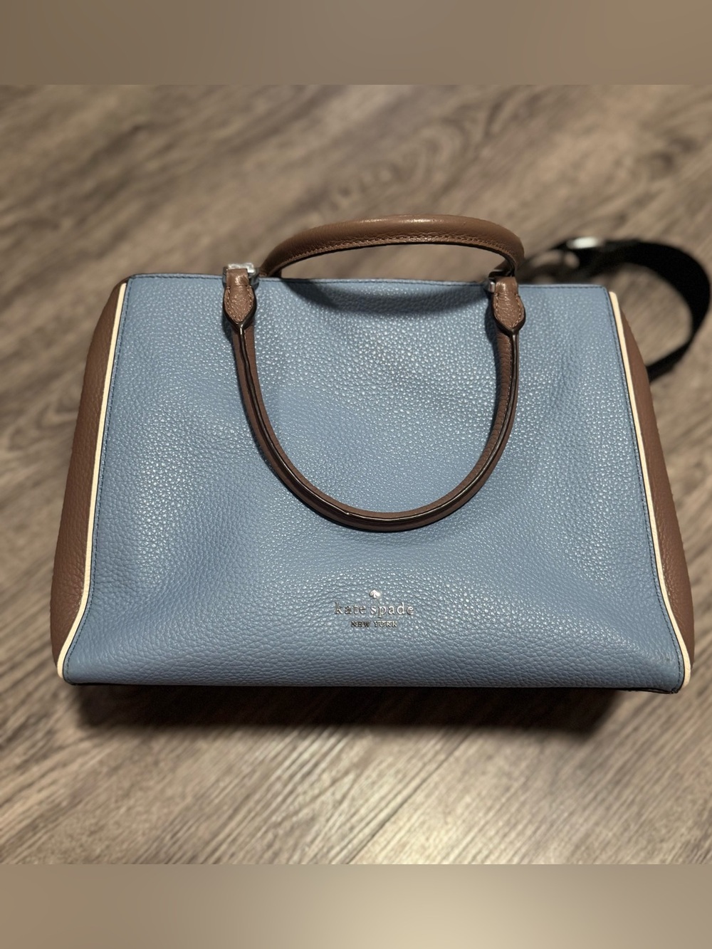 kate spade Blue and Brown Pebbled Leather Satchel